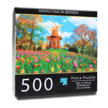 Load image into Gallery viewer, Springtime in Bremen Puzzle Jigsaw Puzzles 500 Pieces for Adults Windmill Scenic Parks Country Landscape Floor Puzzle Educational Fun Games or Toys for Elders Children Family and Friends
