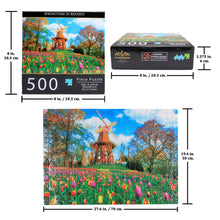 Load image into Gallery viewer, Springtime in Bremen Puzzle Jigsaw Puzzles 500 Pieces for Adults Windmill Scenic Parks Country Landscape Floor Puzzle Educational Fun Games or Toys for Elders Children Family and Friends