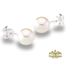 Load image into Gallery viewer, Genuine European Crystal Round Simulated Pearl S925 Solid Sterling Silver Stud Earrings For Women Wife Spouse Daughter Anniversary Birthday Mothers Day Gifts