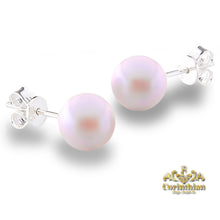 Load image into Gallery viewer, Genuine European Crystal Round Simulated Pearl S925 Solid Sterling Silver Stud Earrings For Women Wife Spouse Daughter Anniversary Birthday Mothers Day Gifts