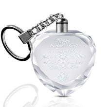 Load image into Gallery viewer, Mother's Day Gifts from Daughter or Son - 3D Illuminating REAL Clear Crystal Keychain Gifts for Mom - Great Mother's Day Gifts for wife or Mother