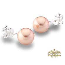 Load image into Gallery viewer, Genuine European Crystal Round Simulated Pearl S925 Solid Sterling Silver Stud Earrings For Women Wife Spouse Daughter Anniversary Birthday Mothers Day Gifts